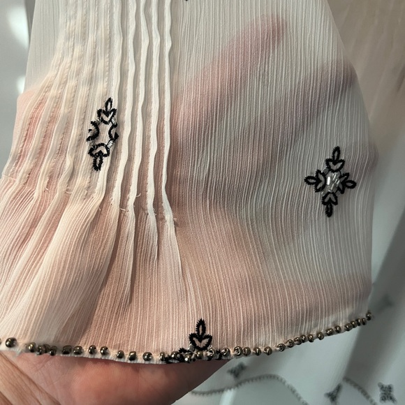 White House Black Market White and Black Women's Top 3/4 sleeve boho - Picture 8 of 14